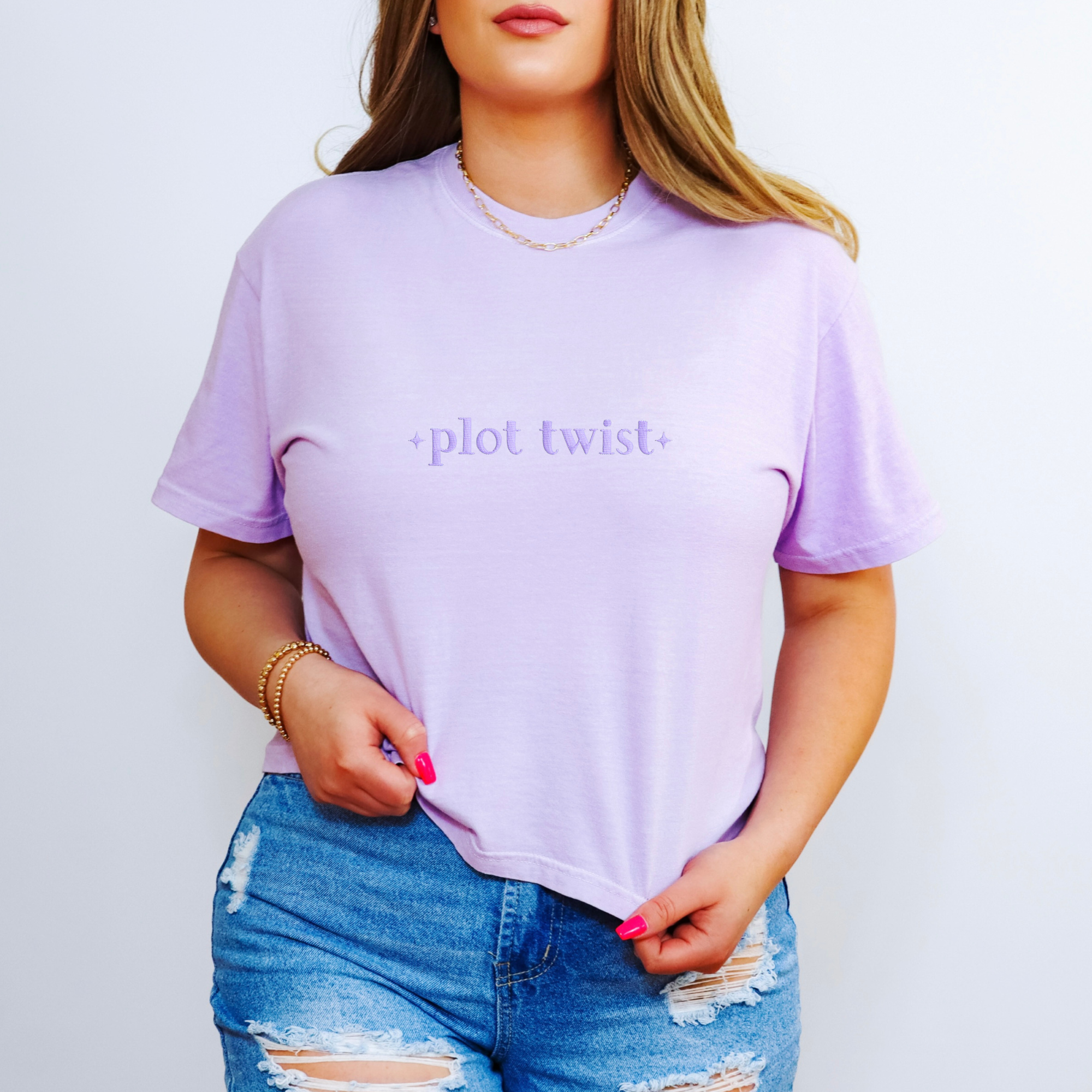 Plot Twist - Embroidered Crop Tee