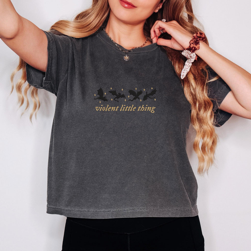 Violent Little Thing - Embroidered Crop Tee