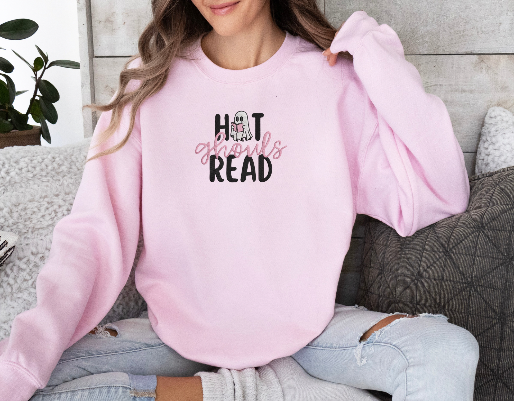 Hot Ghouls Read - Embroidered Crewneck