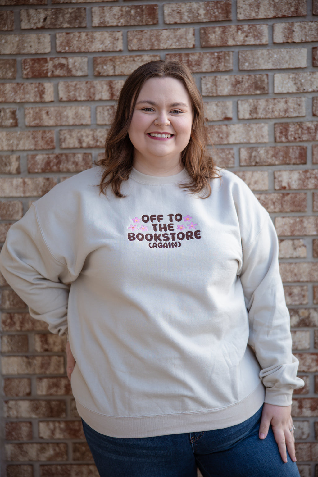 Off To The Bookstore (Again) - Embroidered Crewneck
